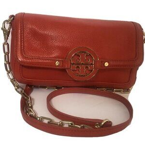 Tory Burch Handbag Crossbody Leather Purse Orange